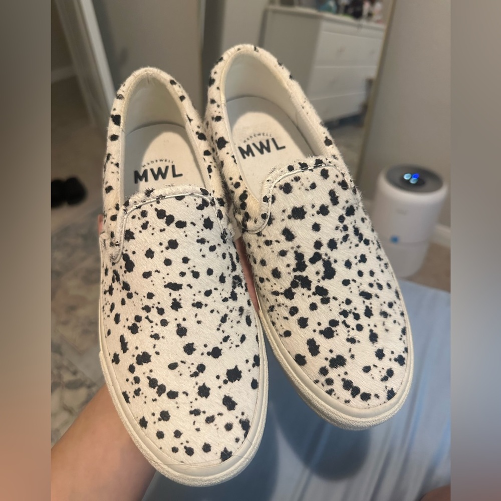 Madewell White Canvas Slip-On Sneakers with Black Speckle